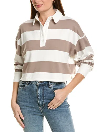 Wildfox Alma Rugby Polo Sweater In 5jw-cinder Wide Rugby Stripe