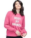 Wildfox Body By Brunch Sweatshirt Womens Pink Cotton Raglan Sleeve Jdm1021 In Pink