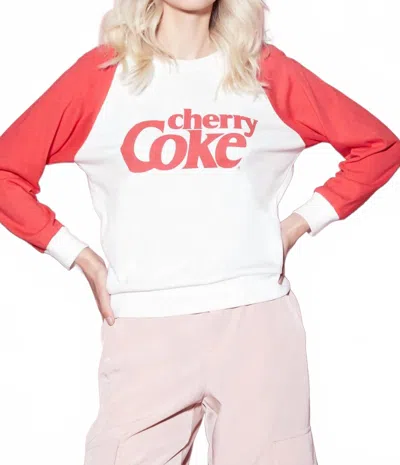 Wildfox Cherry Coke Contrast Fiona Crewneck Sweatshirt In Vanilla/tango In Multi