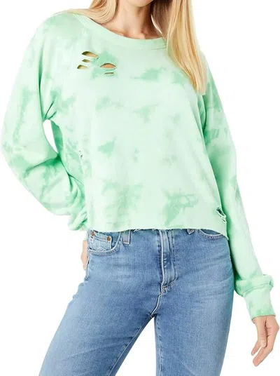 Wildfox Crop Sweatshirt In Green Ash In Pink