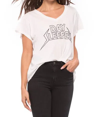 Wildfox Day Sleeper Romeo V- Neck Tee In Vintage Lace In White