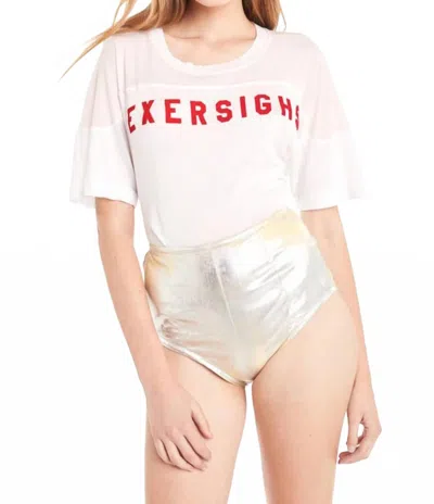 Wildfox Exersighs Samuel Crewneck Tee In Clean White/pink In Multi