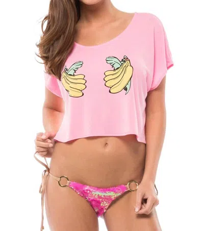 Wildfox Handful Boxy Tee In Neon Sign Pink