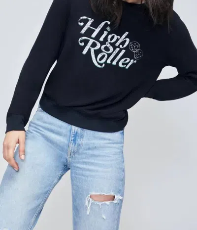 Wildfox High Roller Baggy Beach Jumper Top In Black In Blue