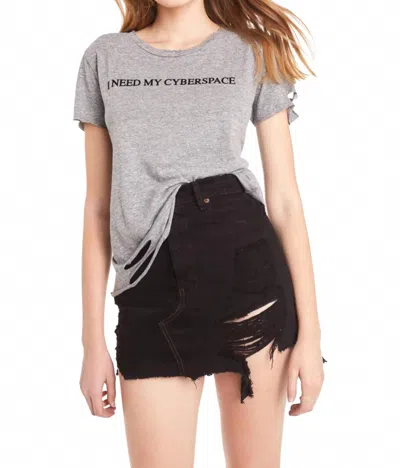 Wildfox 'i Need My Cyberspace' Crew Tee In Heather In Gray