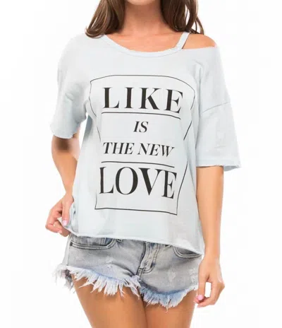 Wildfox Like Is The New Love Tee In Cool Blue In Animal Print