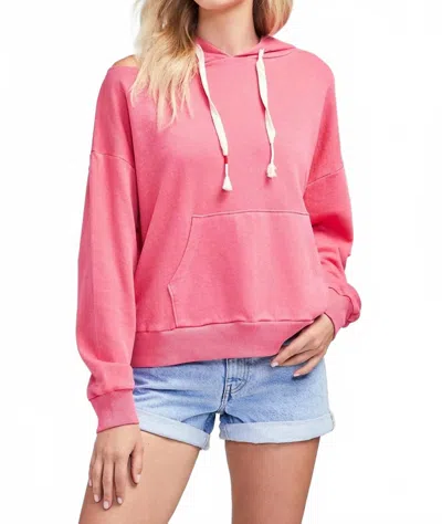 Wildfox Long Sleeve Cut-out Shoulder Pullover Hoody In Carmine Red In Pink