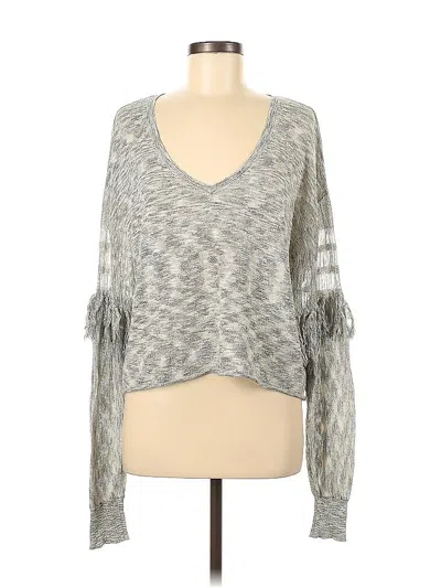 Pre-owned Wildfox Long Sleeve Top Gray V Neck Tops