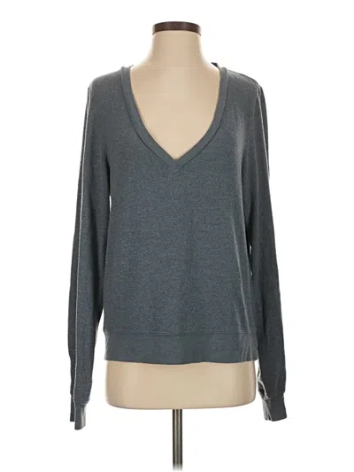Pre-owned Wildfox Long Sleeve Top Gray V Neck Tops