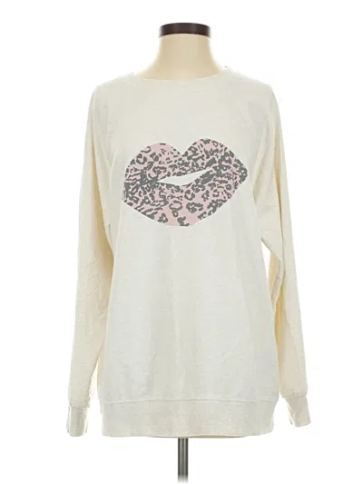 Pre-owned Wildfox Long Sleeve Top Ivory Crew Neck Tops
