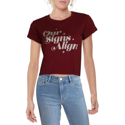 Wildfox Our Signs Align Womens Cotton Graphic Crop Top In Yellow