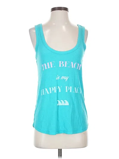 Pre-owned Wildfox Tank Top Teal Halter Neckline Tops In Blue