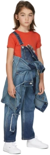 Wildkind Kids Blue Ally Overalls In Washed And Patched D