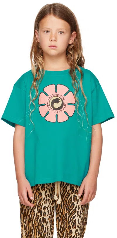 Wildkind Kids Green Oversized T-shirt In Flower Power Green