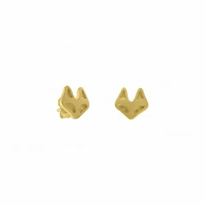 Pre-owned Wildlife Collection 14k Solid Gold 10 Mm Fox Studs  Fine Jewelry Earrings In F-g
