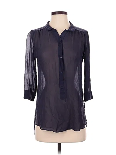 Pre-owned Wilfred 3/4 Sleeve Silk Top Black Open Neckline Tops