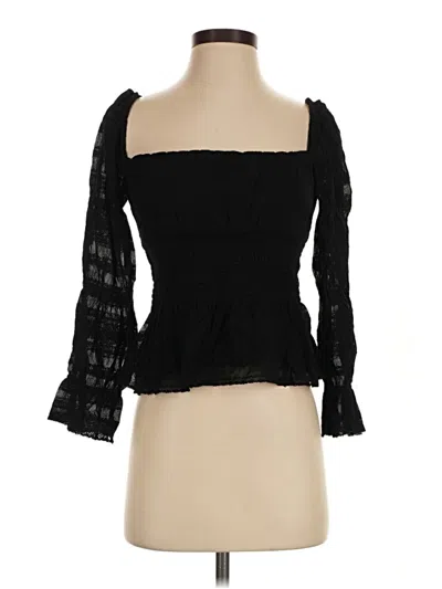 Pre-owned Wilfred 3/4 Sleeve Top Black Square Neckline Tops
