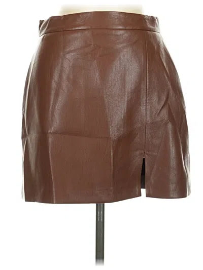 Pre-owned Wilfred Faux Leather Skirt In Brown