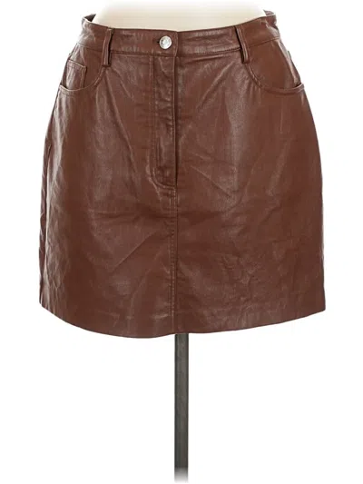 Pre-owned Wilfred Faux Leather Skirt In Brown
