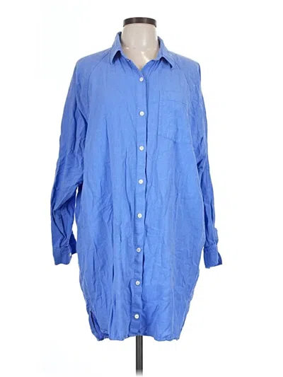 Pre-owned Wilfred Free 3/4 Sleeve Button Down Shirt In Blue