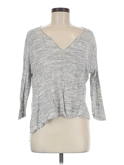 Pre-owned Wilfred Free 3/4 Sleeve Top Gray Plunge Neckline Tops