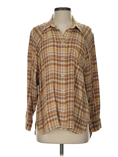 Pre-owned Wilfred Free Long Sleeve Button Down Shirt In Brown