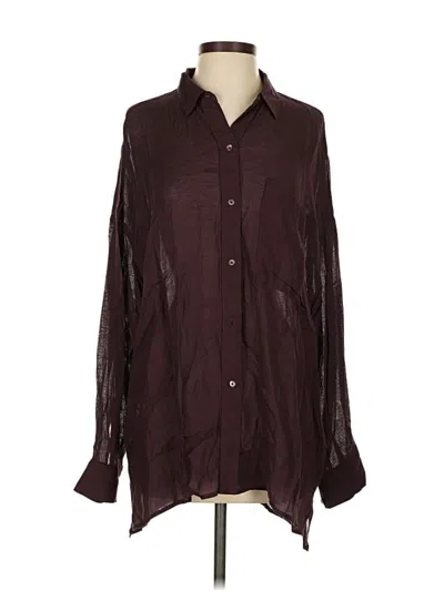 Pre-owned Wilfred Free Long Sleeve Button Down Shirt In Burgundy