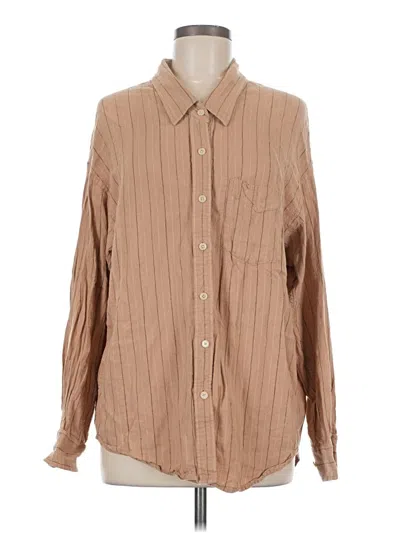 Pre-owned Wilfred Free Long Sleeve Button Down Shirt In Tan