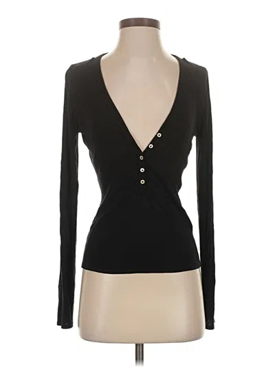 Pre-owned Wilfred Free Long Sleeve Top Black Plunge Neckline Tops