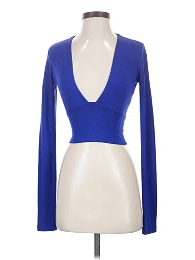 Pre-owned Wilfred Free Long Sleeve Top Blue Plunge Neckline Tops