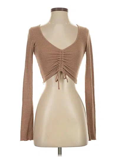 Pre-owned Wilfred Free Long Sleeve Top Brown Sweetheart Neckline Tops