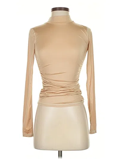 Pre-owned Wilfred Free Long Sleeve Top Tan Turtleneck Tops In Brown