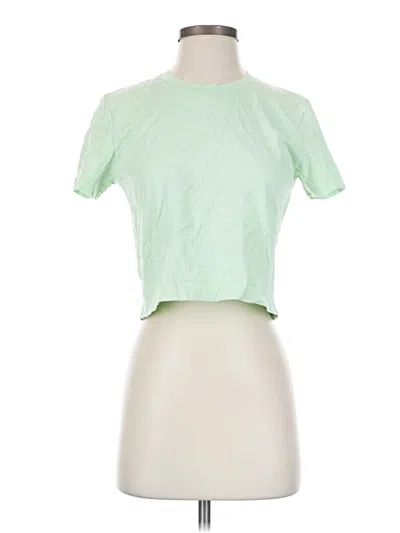 Pre-owned Wilfred Free Short Sleeve Top Green Mock Neckline Tops
