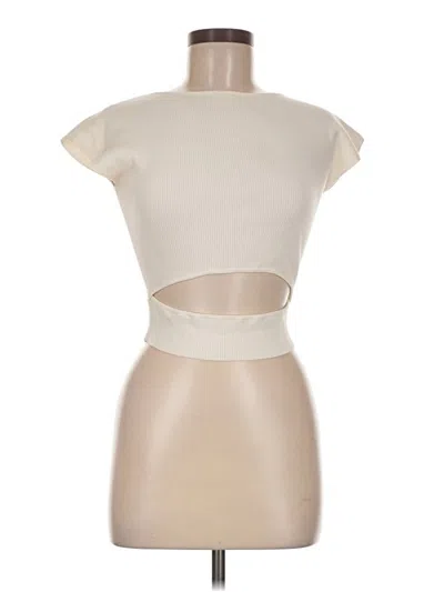 Pre-owned Wilfred Free Short Sleeve Top Ivory Keyhole Neckline Tops