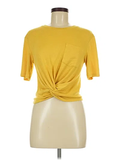 Pre-owned Wilfred Free Short Sleeve Top Yellow Crew Neck Tops