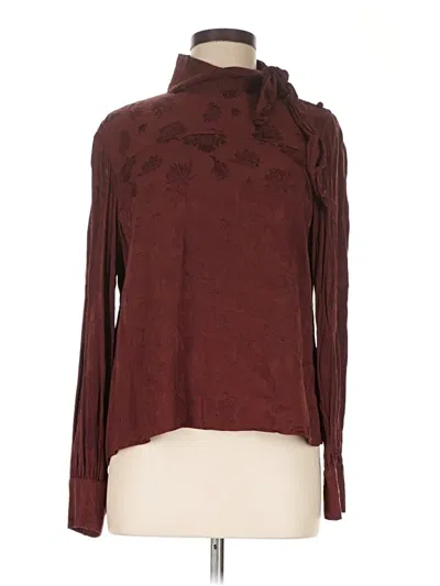 Pre-owned Wilfred Long Sleeve Blouse In Burgundy
