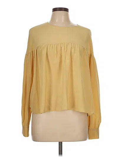 Pre-owned Wilfred Long Sleeve Silk Top Yellow Boatneck Tops