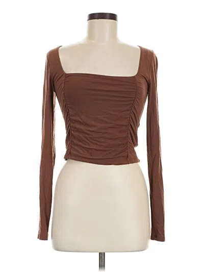 Pre-owned Wilfred Long Sleeve Top Brown Sweetheart Neckline Tops
