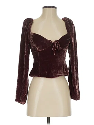 Pre-owned Wilfred Long Sleeve Top Burgundy Sweetheart Neckline Tops