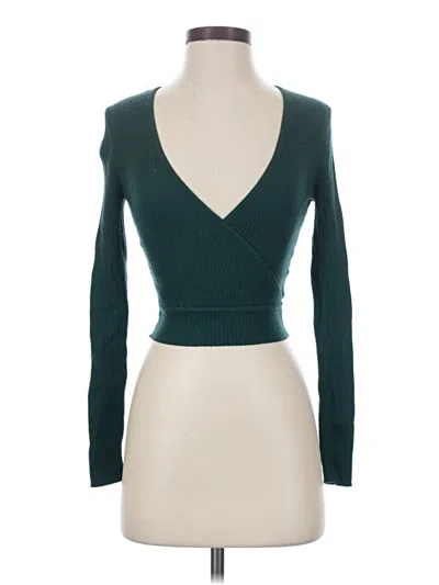 Pre-owned Wilfred Long Sleeve Top Teal Plunge Neckline Tops
