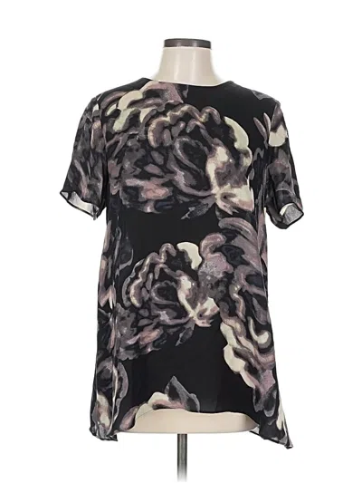 Pre-owned Wilfred Short Sleeve Silk Top Black Keyhole Neckline Tops