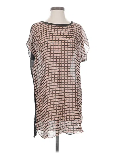Pre-owned Wilfred Short Sleeve Silk Top Silver Square Neckline Tops