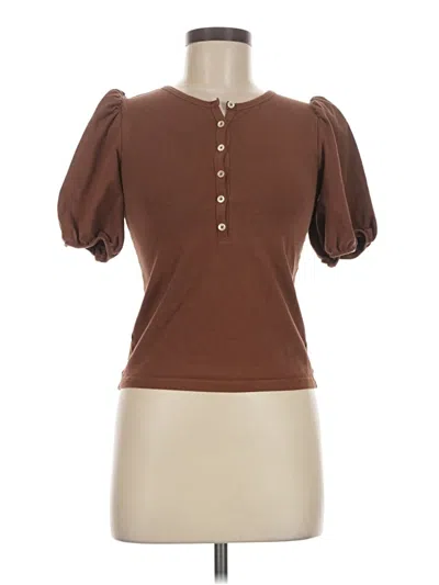 Pre-owned Wilfred Short Sleeve Top Brown Keyhole Neckline Tops