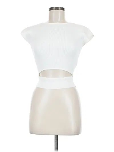 Pre-owned Wilfred Short Sleeve Top Ivory Keyhole Neckline Tops In White