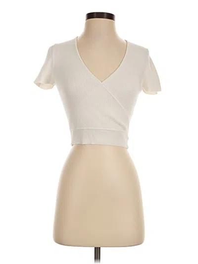 Pre-owned Wilfred Short Sleeve Top Ivory Open Neckline Tops