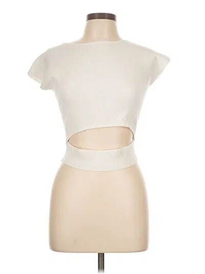 Pre-owned Wilfred Short Sleeve Top Ivory Strapless Neckline Tops In White