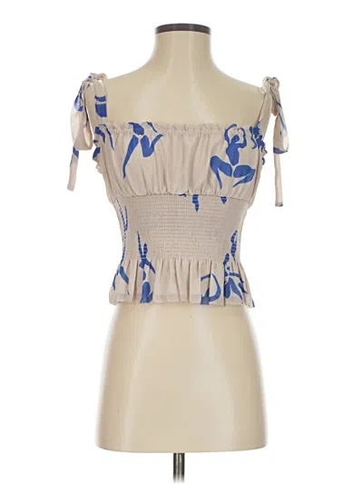 Pre-owned Wilfred Short Sleeve Top Tan Strapless Neckline Tops In Brown