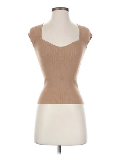 Pre-owned Wilfred Short Sleeve Top Tan Sweetheart Neckline Tops