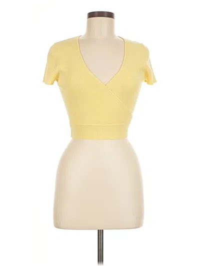 Pre-owned Wilfred Short Sleeve Top Yellow Sweetheart Neckline Tops
