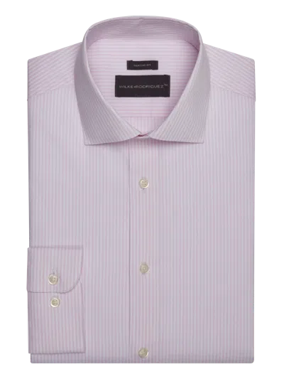 Wilke-rodriguez Big & Tall Men's Classic Fit Bengal Stripe Dress Shirt In Pink